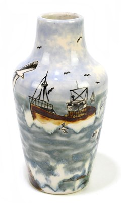 Lot 188 - COBRIDGE STONEWARE; a vase with inverted neck...