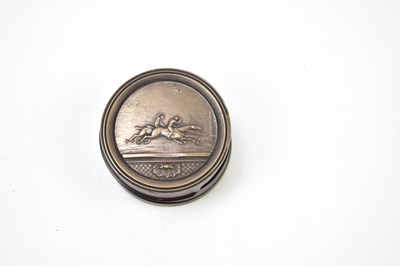 Lot 25 - A 19th century silver plated and lacquered snuff box