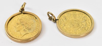 Lot 671 - Two yellow metal coins commemorating Queen...