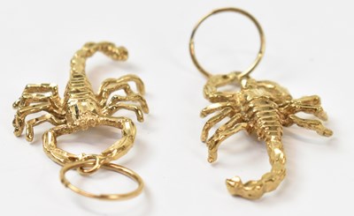 Lot 855 - A pair of 9ct yellow gold earrings modelled as...