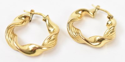 Lot 924 - A pair of 9ct yellow gold earrings, approx 4g.