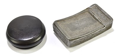 Lot 2477 - An ebony snuff box together with further...