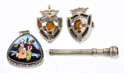 Lot 1465 - A white metal propelling pencil, together with...