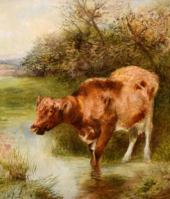 Lot 1647 - WILLIAM HUGGINS (1820-1884); oil on board, cow...