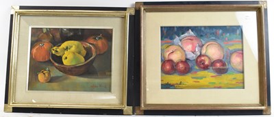 Lot 673 - SOO-AUCK LEE; oil on canvas, still life fruit,...