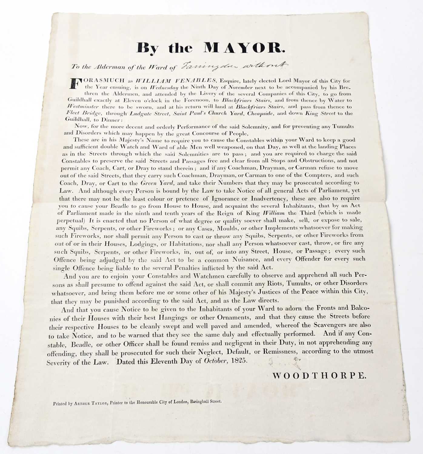 Lot 979 - WILLIAM VENABLES - LORD MAYOR OF THE CITY OF...