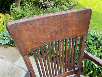 Lot 2778 - An Edwardian oak swivel office desk chair,...