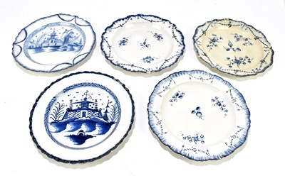 Lot 474 - Five 18th century feather edged Creamware plates