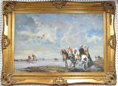 Lot 684 - UNATTRIBUTED; a large modern decorative oil on...