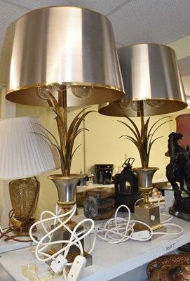 Lot 170 - A pair of decorative modern table lamps with...