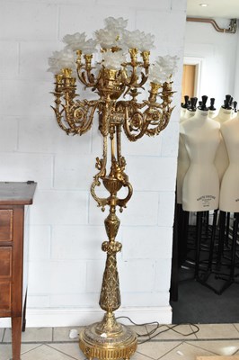 Lot 158 - An ornate gilt metal 15 branch standard lamp...