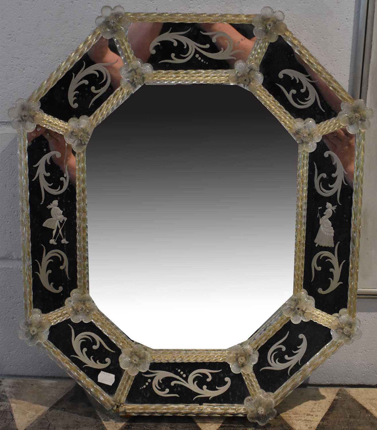 Lot 35 - A modern Venetian style wall mirror of...