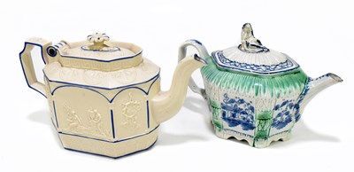 Lot 567 - A 19th century tin glazed teapot and cover