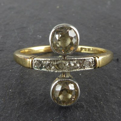 Lot 1003 - An Art Deco 18ct gold ring, with short pavé...