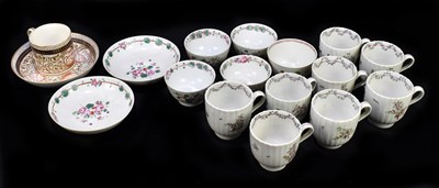 Lot 562 - A collection of 19th century hand painted porcelain tea cups, tea bowls and saucers