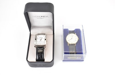 Lot 1415 - SEKONDA; two cased gentlemen's wristwatches (2).