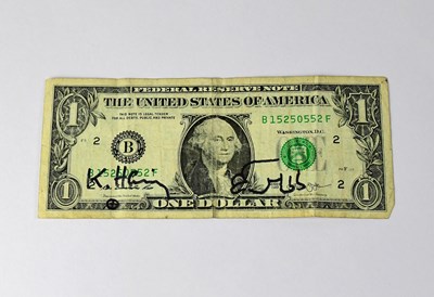 Lot 647 - KEITH HARING; a US $1 bill bearing the...