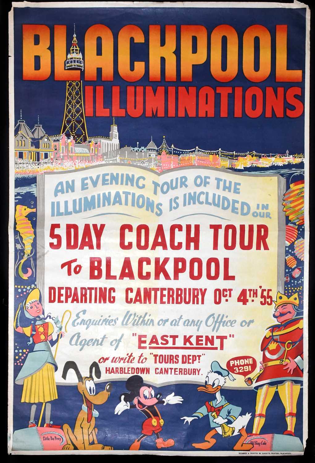 Lot 715 - BLACKPOOL INTEREST; an original 1950s advertising poster for Blackpool Illuminations