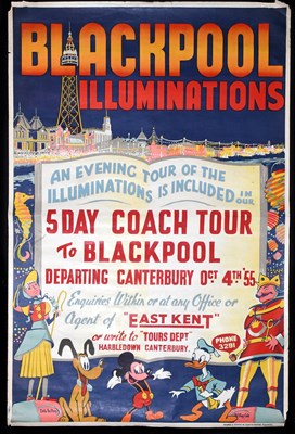 Lot 715 - BLACKPOOL INTEREST; an original 1950s advertising poster for Blackpool Illuminations