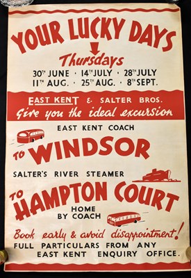 Lot 673 - Five 1930s and later advertising posters for East Kent Coaches