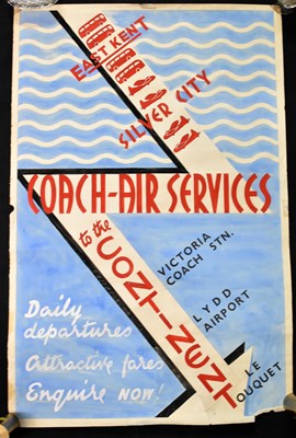 Lot 673 - Five 1930s and later advertising posters for East Kent Coaches