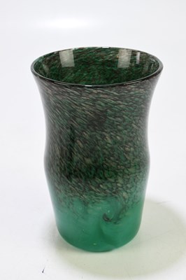 Lot 447 - STRATHEARN; a green glass vase with flared...