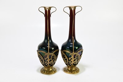 Lot 302 - A pair of Austrian Art Nouveau ceramic glazed...