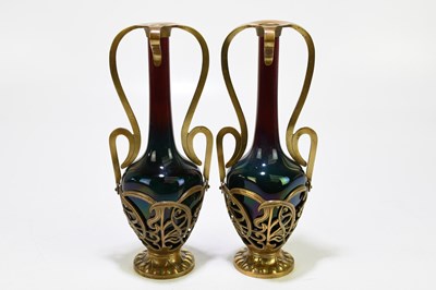 Lot 302 - A pair of Austrian Art Nouveau ceramic glazed...