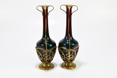 Lot 302 - A pair of Austrian Art Nouveau ceramic glazed...