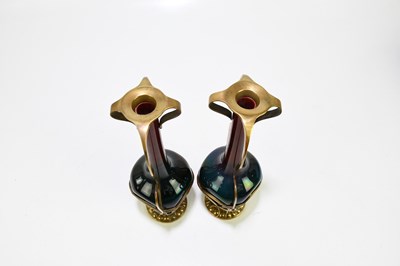 Lot 302 - A pair of Austrian Art Nouveau ceramic glazed...