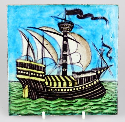 Lot 7 - WILLIAM DE MORGAN; an Art Pottery tile painted...