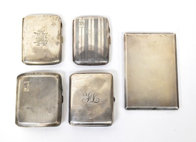 Lot 888 - Five hallmarked silver cigarette cases of...
