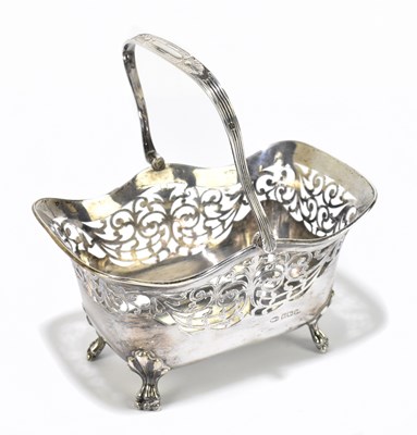 Lot 1077 - An Edward VII hallmarked silver swing handled basket