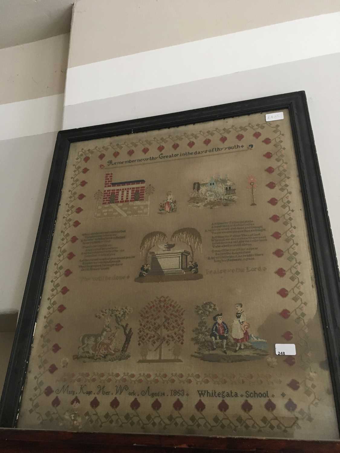 Lot 248 - A 19th century needlework sampler, 'Remember...