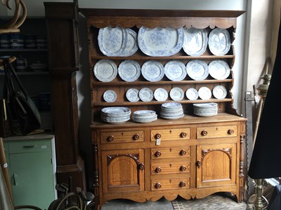 Lot 254 - An 18th century Welsh oak dresser, the boarded...