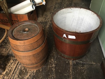 Lot 258 - A metal bound wooden bucket, height 32cm, with...