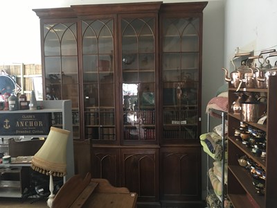 Lot 278 - A 19th century Gothic oak breakfront bookcase...