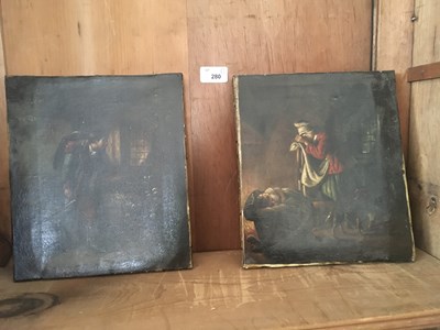 Lot 280 - 19TH CENTURY CONTINENTAL SCHOOL; two oils on...