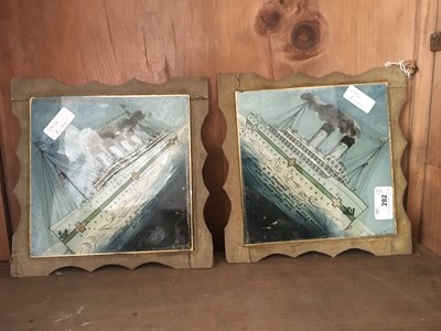 Lot 282 - MARITIME INTEREST; two reverse painted panels...