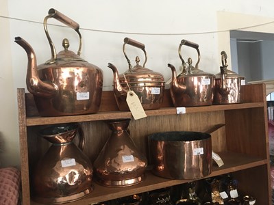 Lot 288 - Two copper half gallon haystack jugs together...