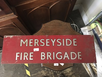 Lot 290 - A Merseyside Fire Brigade tin sign, 24 x 80cm.