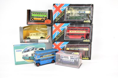Lot 303 - Eight various diecast and model buses to...