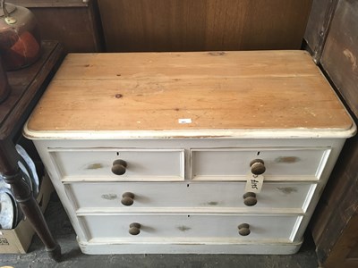 Lot 303 - A painted old pine chest of two short over two...