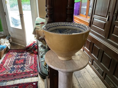 Lot 350 - A Victorian blue and white ceramic basin,...