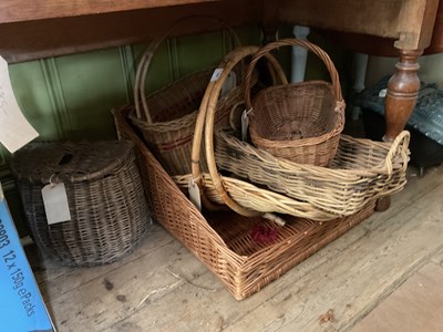 Lot 359 - A vintage fishing basket together with a...