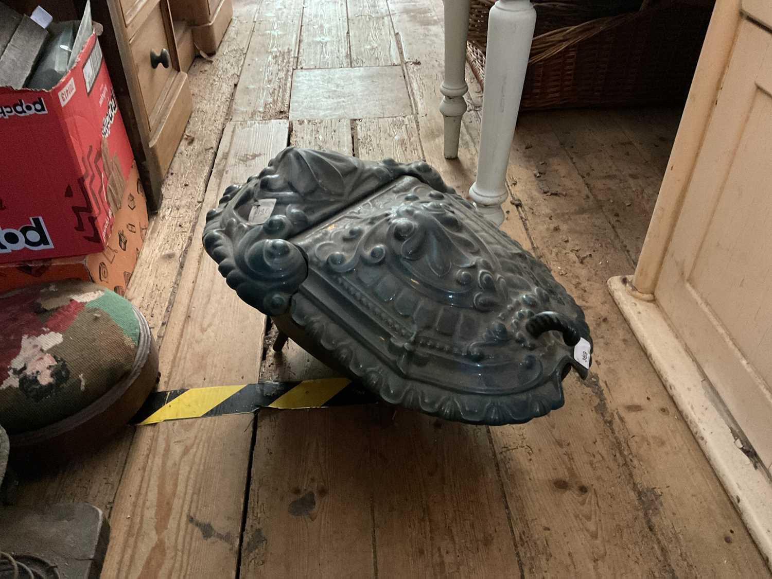 Lot 369 - A Continental cast metal coal scuttle,