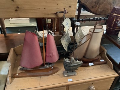 Lot 370 - Two vintage novelty lamps in the form of ships,...