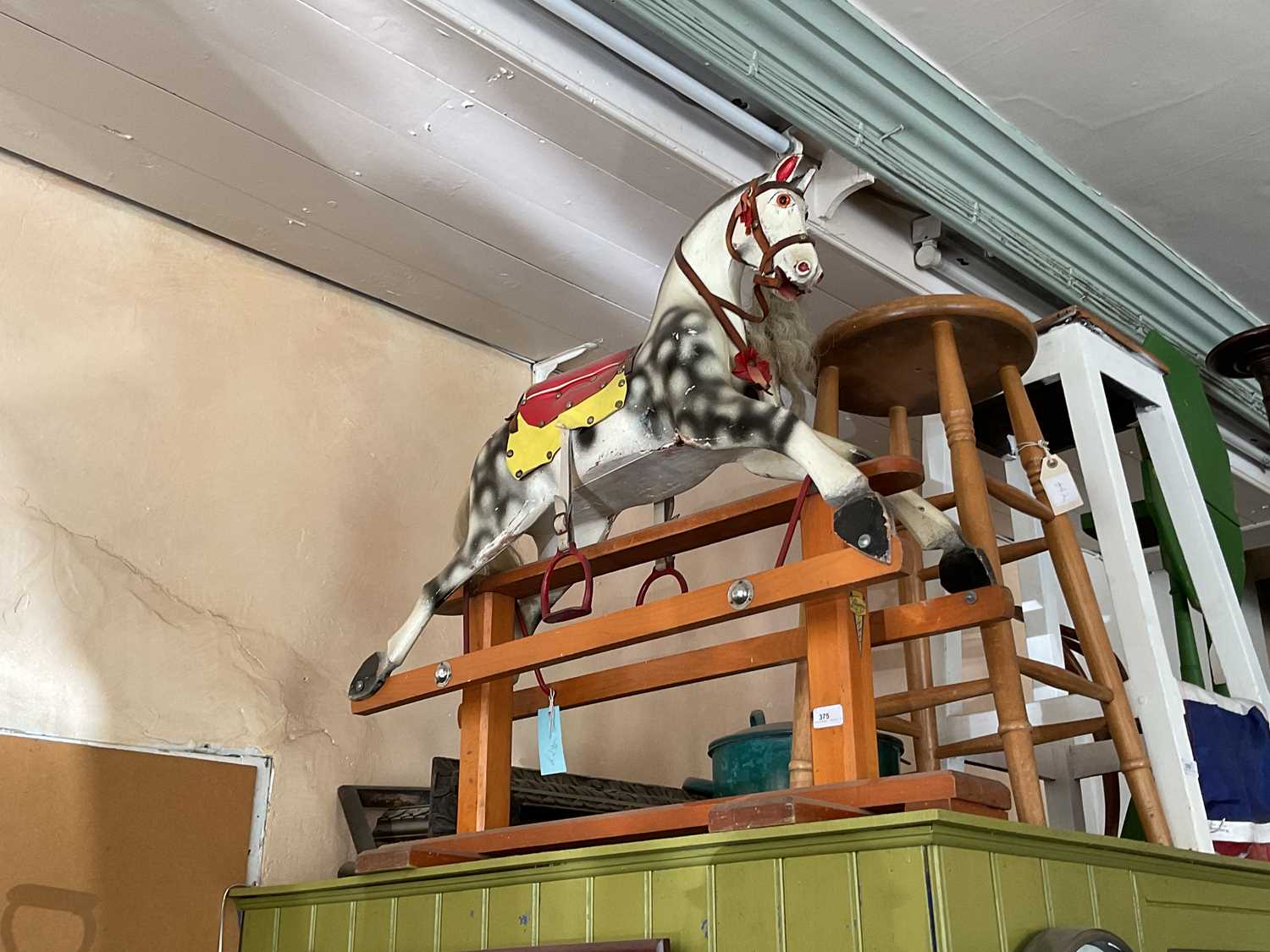 Lot 375 - LEEWAY; a vintage painted rocking horse on