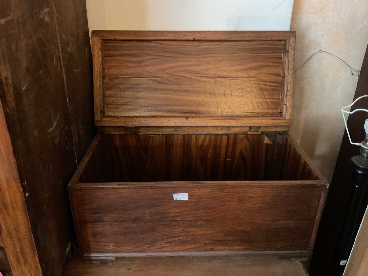 Lot 379 - A vintage oak blanket chest, width 68cn,...