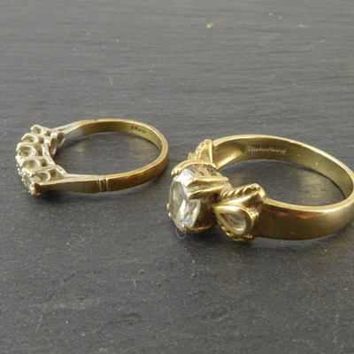 Lot 1066 - Two 9ct gold dress rings, one with five claw...